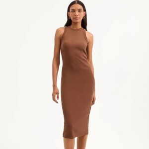 Veronica Beard Brown Ribbed Midi Dress, Size Small